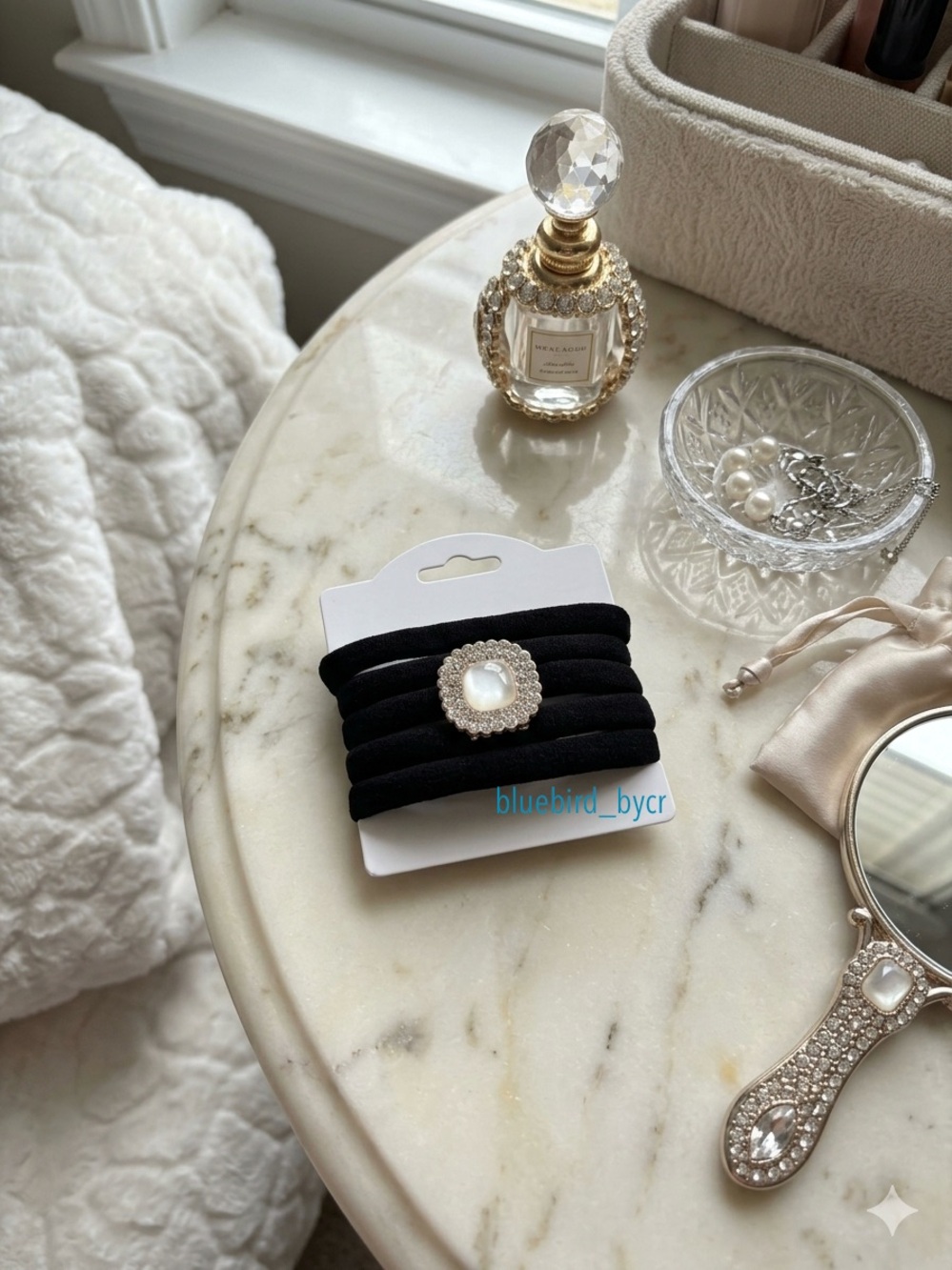 Black Pearl Accent Stretch Hair Ties - Pack of 5